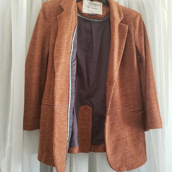 Cartonnier Anthropologie Rust Blazer Jacket SzL Burnt Orange Rust 2 flap pockets - Picture 8 of 13